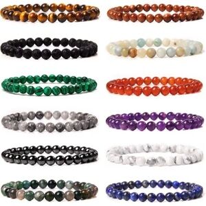 Gemstone beaded bracelet 8mm (10pc)